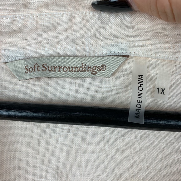 Soft Surroundings Peach Button Up Tunic Linen - Picture 3 of 5
